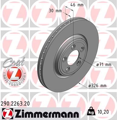 ZIMMERMANN 290.2263.20 Fren Sistemleri Fren Diski - JAGUAR XF I (X250) uyumlu