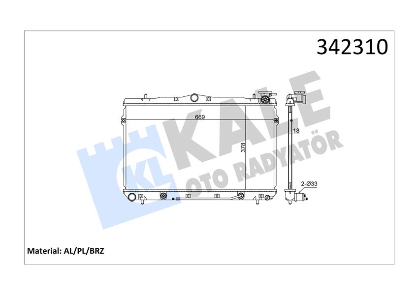KALE OTO RADYATÖR 342310 Soğutma Sistemi Su Soğutucu & Parçaları - HYUNDAI LANTRA II (J-2) uyumlu