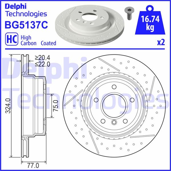 DELPHI BG5137C Fren Sistemleri Fren Diski - BMW 1 Coupe (E82) uyumlu