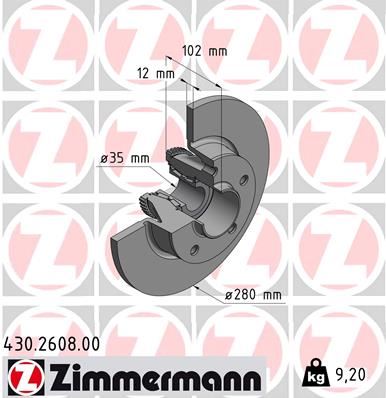 ZIMMERMANN 430.2608.00 Fren Sistemleri Fren Diski - RENAULT TRAFIC II Minibüs/Otobüs (JL) uyumlu
