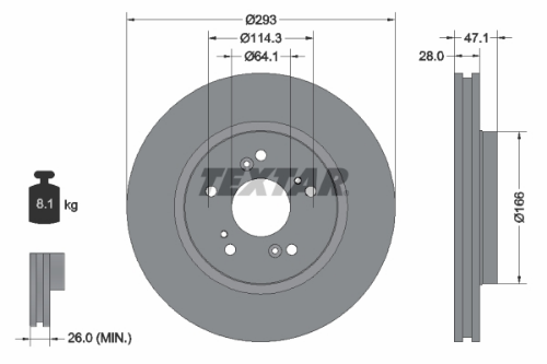 TEXTAR 92184803 Fren Sistemleri Fren Diski - HONDA CR-V III (RE_) uyumlu
