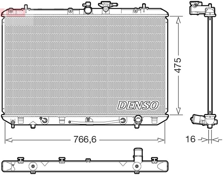 DENSO DRM50143 Soğutma Sistemi Su Soğutucu & Parçaları - TOYOTA HIGHLANDER / KLUGER (_U4_) uyumlu