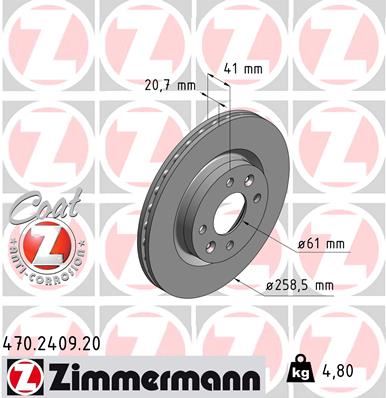 ZIMMERMANN 470.2409.20 Fren Sistemleri Fren Diski - RENAULT 19 II (B/C53_) uyumlu