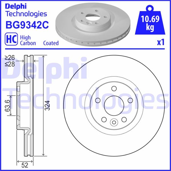 DELPHI BG9342C Fren Sistemleri Fren Diski - VOLVO XC60 I SUV (156) uyumlu