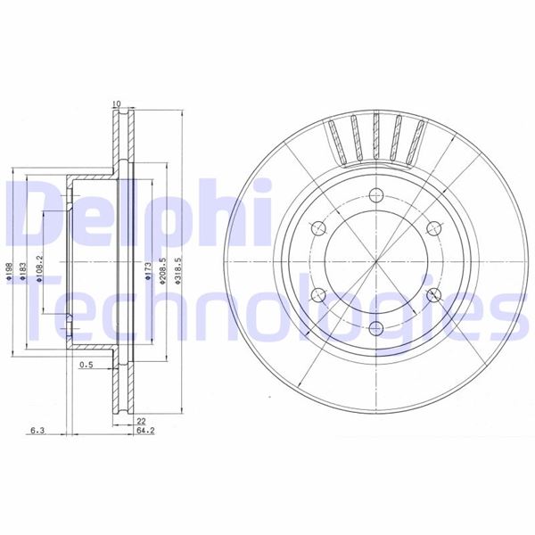 DELPHI BG3535 Fren Sistemleri Fren Diski - TOYOTA LAND CRUISER 90 (_J9_) uyumlu