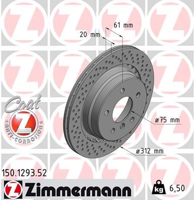 ZIMMERMANN 150.1293.52 Fren Sistemleri Fren Diski - BMW 3 Coupe (E36) uyumlu