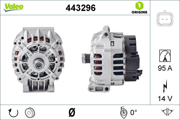 VALEO 443296 Elektrik Sistemi Alternatör - DACIA LOGAN (LS_) uyumlu