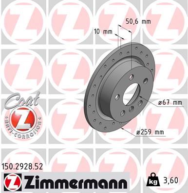 ZIMMERMANN 150.2928.52 Fren Sistemleri Fren Diski - MINI MINI (F56) uyumlu