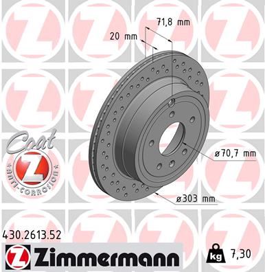 ZIMMERMANN 430.2613.52 Fren Sistemleri Fren Diski - OPEL ANTARA A (L07) uyumlu