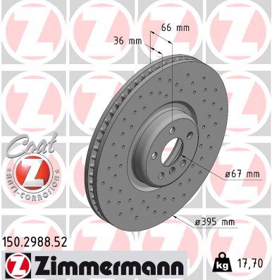 ZIMMERMANN 150.2988.52 Fren Sistemleri Fren Diski - BMW 7 (G11, G12) uyumlu