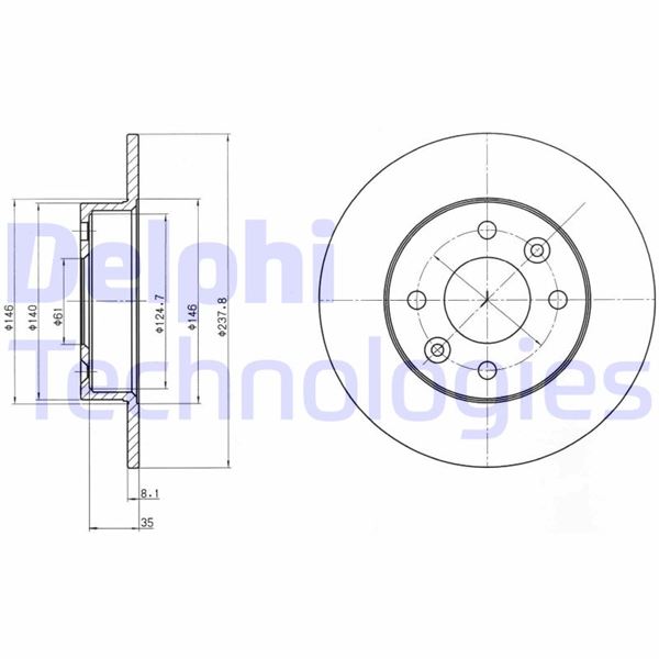 DELPHI BG2258 Fren Sistemleri Fren Diski - RENAULT SUPER 5 (B/C40_) uyumlu
