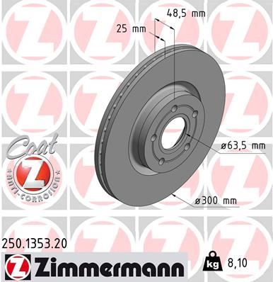 ZIMMERMANN 250.1353.20 Fren Sistemleri Fren Diski - FORD C-MAX II (DXA/CB7, DXA/CEU) uyumlu