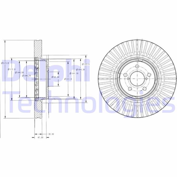 DELPHI BG9105 Fren Sistemleri Fren Diski - SUBARU LEGACY IV Station wagon (BP) uyumlu