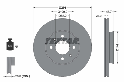 TEXTAR 92304603 Fren Sistemleri Fren Diski - HYUNDAI i20 II (GB, IB) uyumlu