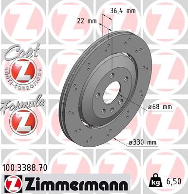 ZIMMERMANN 100.3388.70 Fren Sistemleri Fren Diski - AUDI A4 B8 Avant (8K5) uyumlu