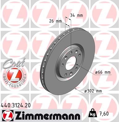 ZIMMERMANN 440.3124.20 Fren Sistemleri Fren Diski - PEUGEOT RCZ uyumlu