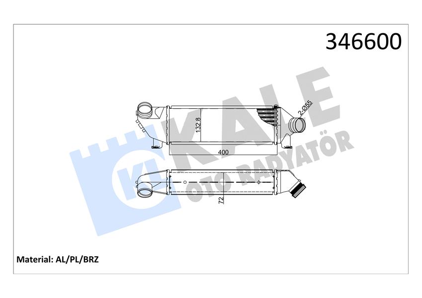KALE OTO RADYATÖR 346600 Motor Turbo Radyatörü - FORD TRANSIT Minibüs/Otobüs (FD_ _, FB_ _, FS_ _, FZ_ _, FC_ _) uyumlu