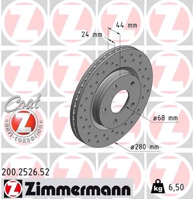 ZIMMERMANN 200.2526.52 Fren Sistemleri Fren Diski - NISSAN JUKE (F15) uyumlu
