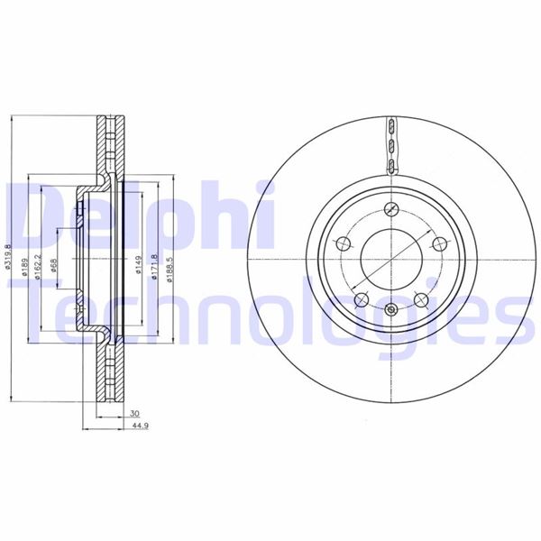 DELPHI BG4346C Fren Sistemleri Fren Diski - AUDI A7 Sportback (4GA, 4GF) uyumlu