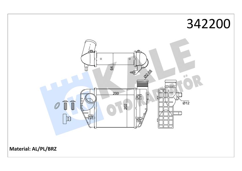 KALE OTO RADYATÖR 342200 Motor Turbo Radyatörü - AUDI A6 C6 (4F2) uyumlu