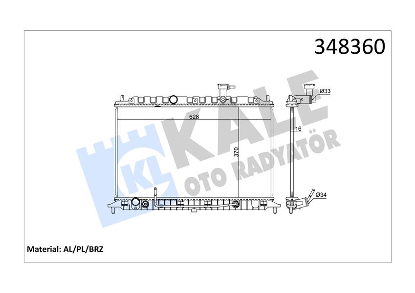 KALE OTO RADYATÖR 348360 Soğutma Sistemi Su Soğutucu & Parçaları - KIA RIO II (JB) uyumlu