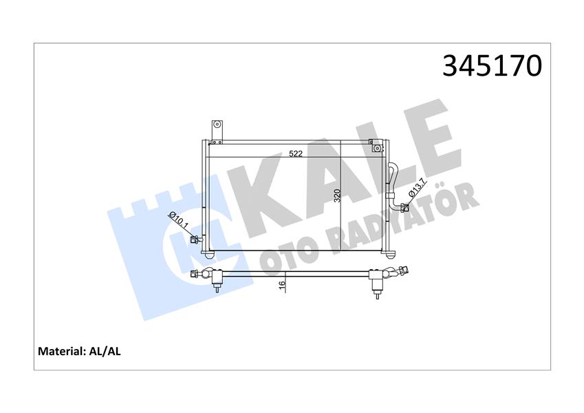 KALE OTO RADYATÖR 345170 İklimlendirme Sistemi Klima Radyatörü - DAEWOO MATIZ (M100, M150) uyumlu