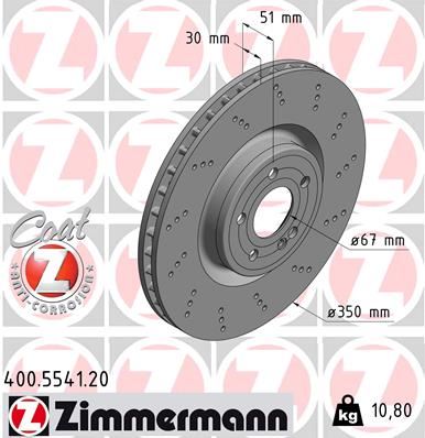 ZIMMERMANN 400.5541.20 Fren Sistemleri Fren Diski - MERCEDES-BENZ A-SERISI (W177) uyumlu