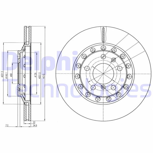 DELPHI BG3958 Fren Sistemleri Fren Diski - AUDI A8 D3 (4E2, 4E8) uyumlu