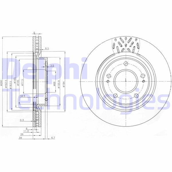 DELPHI BG4034 Fren Sistemleri Fren Diski - MITSUBISHI GRANDIS (NA_W) uyumlu