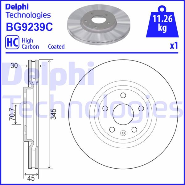 DELPHI BG9239C Fren Sistemleri Fren Diski - OPEL INSIGNIA B Grand Sport (Z18) uyumlu