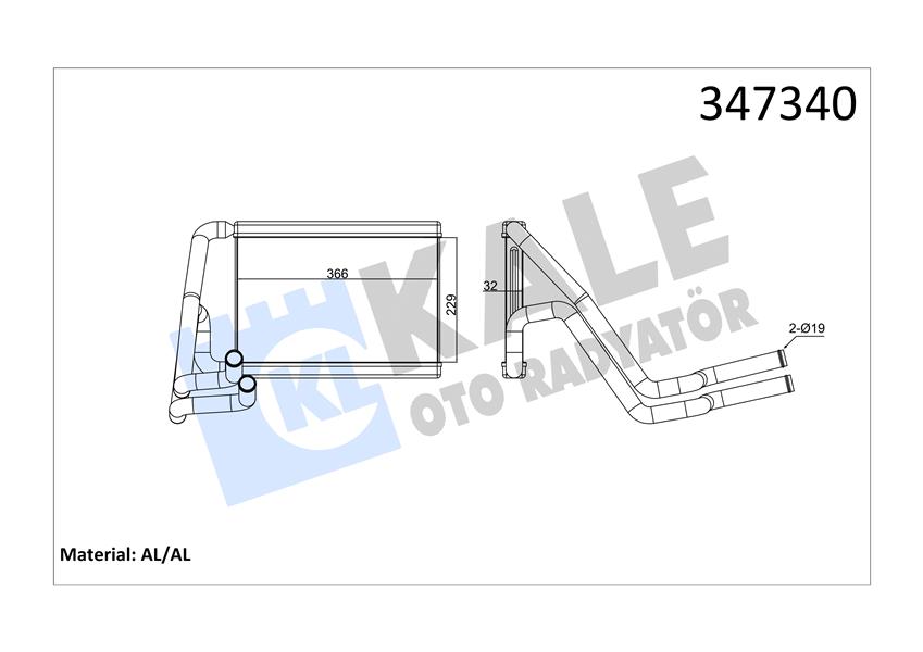 KALE OTO RADYATÖR 347340 İklimlendirme Sistemi İç Mekan Isı Değiştirici - KIA SPORTAGE III (SL) uyumlu