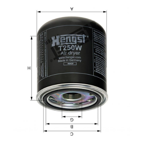 HENGST FILTER T250W Fren Sistemleri Hava Kurutucu Kartuşu - MERCEDES-BENZ ZETROS uyumlu