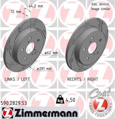 ZIMMERMANN 590.2829.53 Fren Sistemleri Fren Diski - LEXUS NX (_Z1_) uyumlu