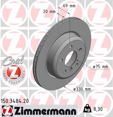 ZIMMERMANN 150.3484.20 Fren Sistemleri Fren Diski - BMW 5 (F10) uyumlu