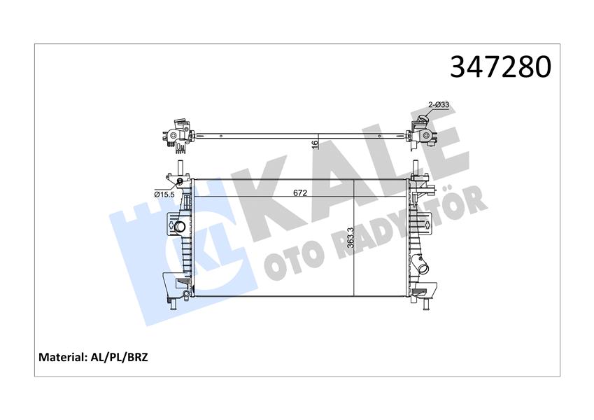 KALE OTO RADYATÖR 347280 Soğutma Sistemi Su Soğutucu & Parçaları - FORD C-MAX II (DXA/CB7, DXA/CEU) uyumlu