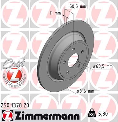 ZIMMERMANN 250.1378.20 Fren Sistemleri Fren Diski - FORD KUGA II (DM2) uyumlu