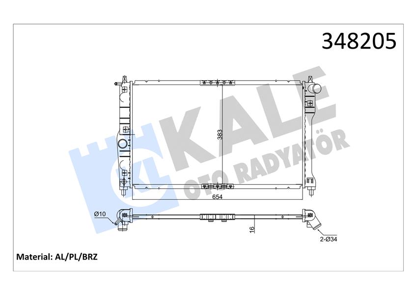 KALE OTO RADYATÖR 348205 Soğutma Sistemi Su Soğutucu & Parçaları - DAEWOO NUBIRA (J100) uyumlu