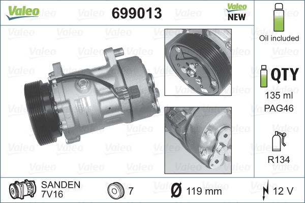 VALEO 699013 İklimlendirme Sistemi Kompresör Parçaları - VW PASSAT B3/B4 (3A2, 35I) uyumlu