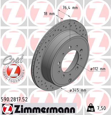 ZIMMERMANN 590.2817.52 Fren Sistemleri Fren Diski - TOYOTA LAND CRUISER 200 (_J2_) uyumlu