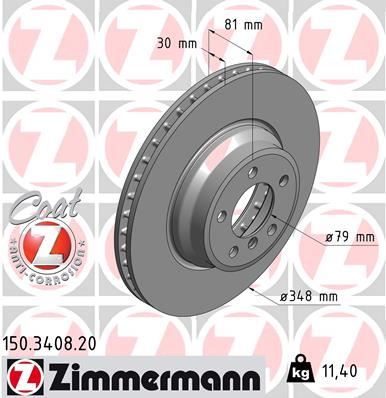 ZIMMERMANN 150.3408.20 Fren Sistemleri Fren Diski - BMW 7 (E65, E66, E67) uyumlu