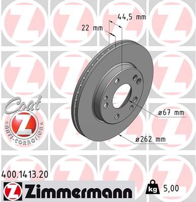 ZIMMERMANN 400.1413.20 Fren Sistemleri Fren Diski - MERCEDES-BENZ 190 (W201) uyumlu