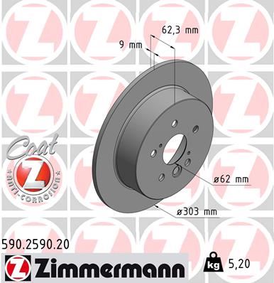 ZIMMERMANN 590.2590.20 Fren Sistemleri Fren Diski - CHERY TIGGO uyumlu