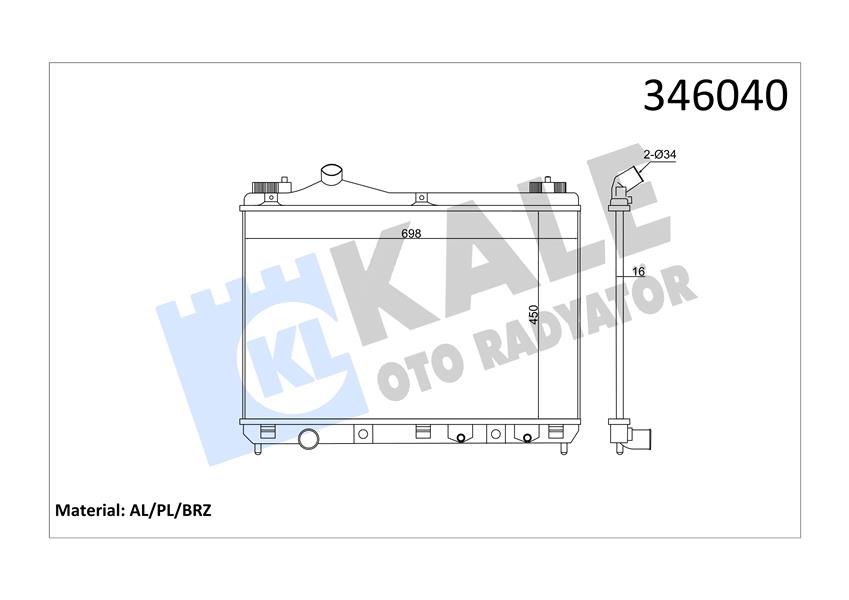 KALE OTO RADYATÖR 346040 Soğutma Sistemi Su Soğutucu & Parçaları - SUZUKI GRAND VITARA II (JT, TE, TD) uyumlu