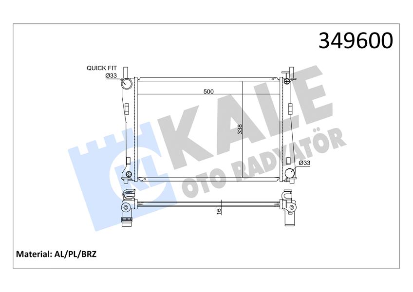 KALE OTO RADYATÖR 349600 Soğutma Sistemi Su Soğutucu & Parçaları - FORD FIESTA V (JH_, JD_) uyumlu