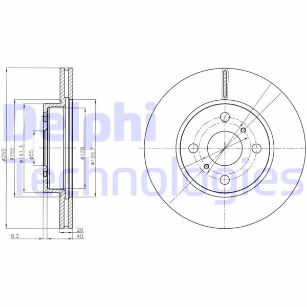 DELPHI BG4274 Fren Sistemleri Fren Diski - TOYOTA IQ (_J1_) uyumlu