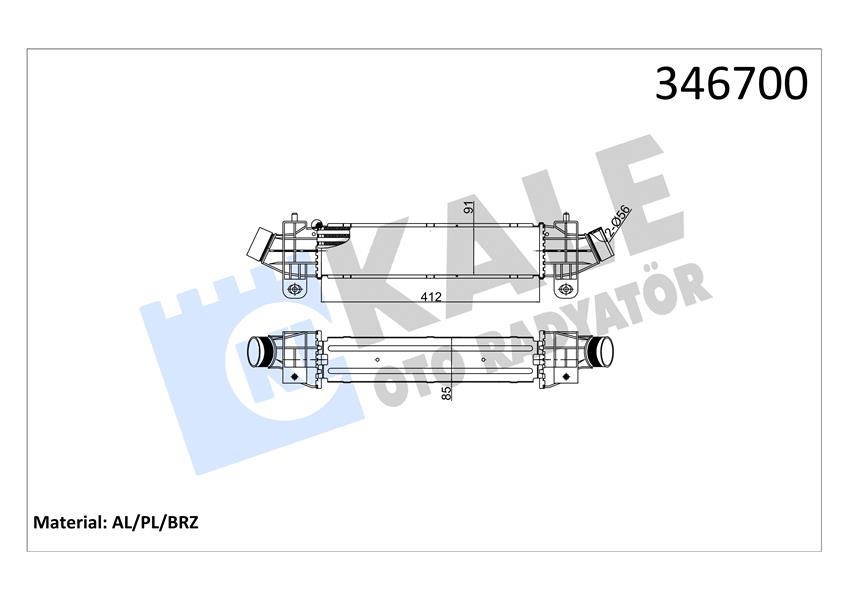 KALE OTO RADYATÖR 346700 Motor Turbo Radyatörü - FORD MONDEO III Turnier (BWY) uyumlu