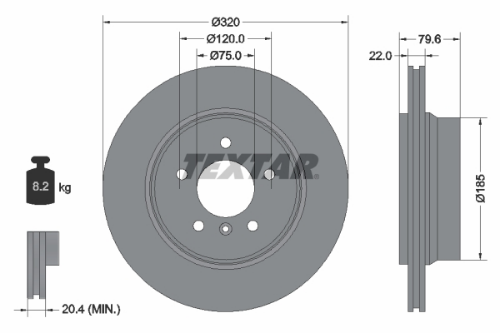 TEXTAR 92141603 Fren Sistemleri Fren Diski - BMW X3 (E83) uyumlu