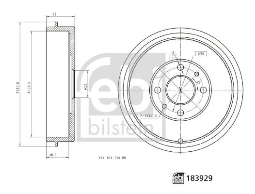 FEBI BILSTEIN 183929 Fren Sistemleri Fren Kampanası - FIAT FIORINO Kasa/büyük limuzin (225_) uyumlu
