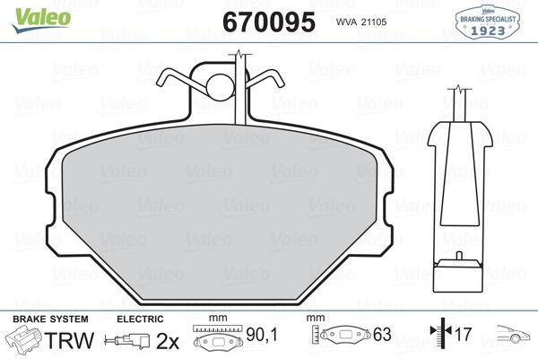 VALEO 670095 Fren Sistemleri Fren Balatası - FIAT PANDA (141_) uyumlu