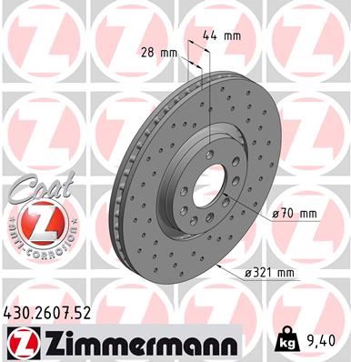 ZIMMERMANN 430.2607.52 Fren Sistemleri Fren Diski - OPEL ZAFIRA / ZAFIRA FAMILY B (A05) uyumlu